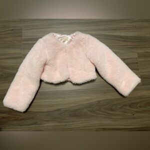 Lilax Girls Soft Pink faux fur long sleeve dress cover up size 4